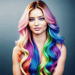 Long Wavy Rainbow Hairstyle AI avatar/profile picture for women